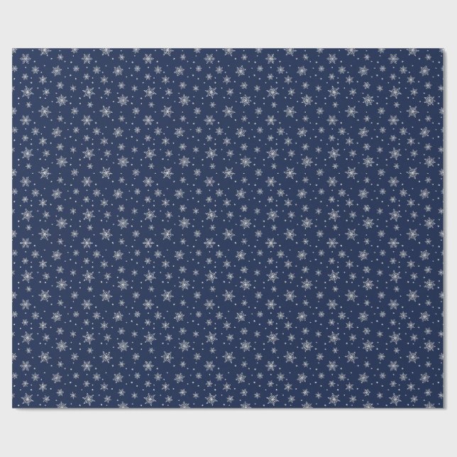 Weiße Schneeflocken-Weihnachtspackung Schwarz Geschenkpapier (Flach)