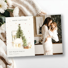 Weiße Schneehäuser Foto Weihnachtsgrüße Feiertagskarte