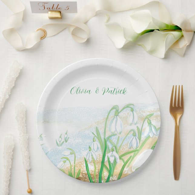 Weiße Schneeröcke Pappteller (Hochzeit)
