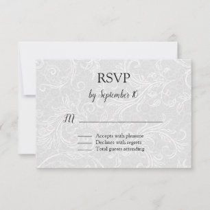 Weiße Schnörkel Hochzeit RSVP Karte