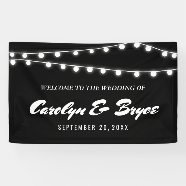 Weiße Schnur der Licht-Tafel-Hochzeit Banner (Horizontal)