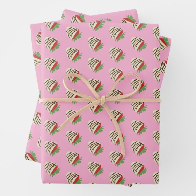 Weiße Schokoladen-Erdbeere Geschenkpapier Set (Beispiel)
