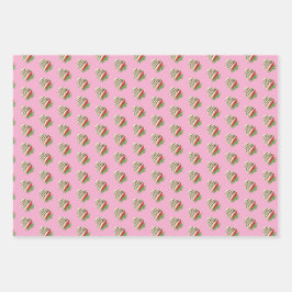 Weiße Schokoladen-Erdbeere Geschenkpapier Set