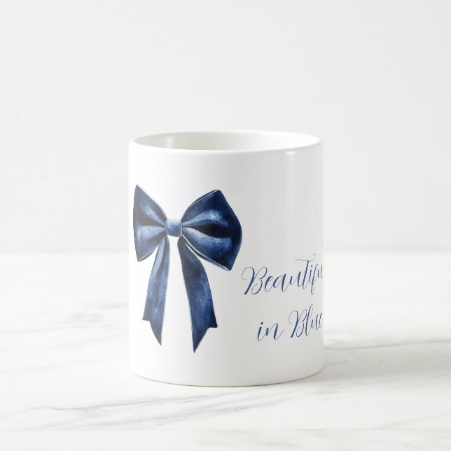 Weiße schöne blaue Schleife Kaffeetasse (Mittel)