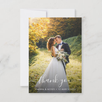 Weiße Schrift Hochzeit Dankeskarte