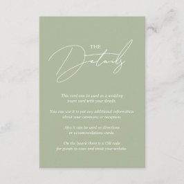 Weiße Schrift Kalligrafie sage grüne QR Hochzeit Begleitkarte