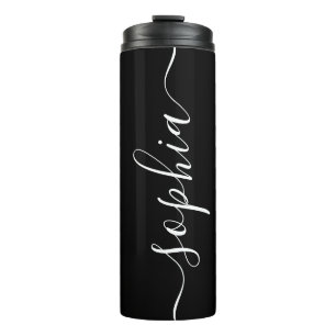 Weiße Schrift personalisierbarer Name Thermal Tumb Thermosbecher