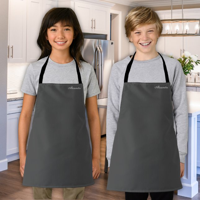 Weiße Schriftzeichen für das Kind mit fester Kohle Schürze (Von Creator hochgeladen)