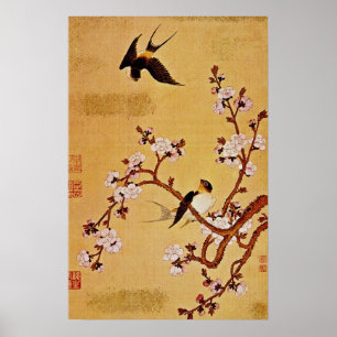Weiße Schwalben und blühende Zweige, Chiang T'in Poster