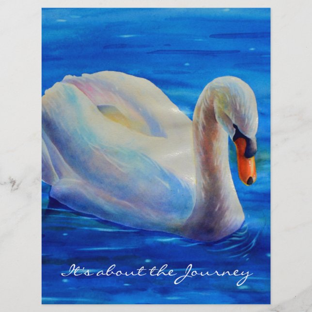 Weiße Schwan Aquarellmalerei, über die Reise (Vorderseite)