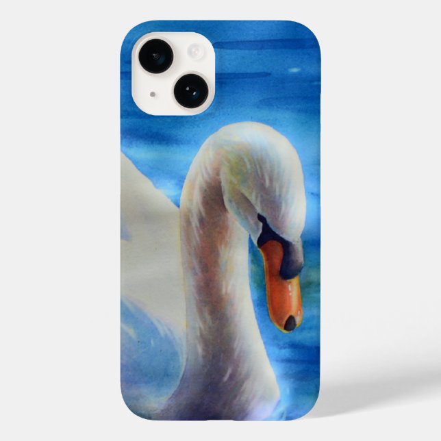 Weiße Schwan Aquarellmalerei, Wasservögel, Vogel C Case-Mate iPhone Hülle (Rückseite)
