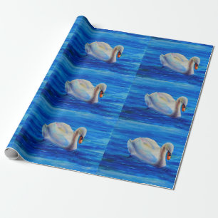 Weiße Schwan Aquarellmalerei, Wasservögel, Vögel Geschenkpapier