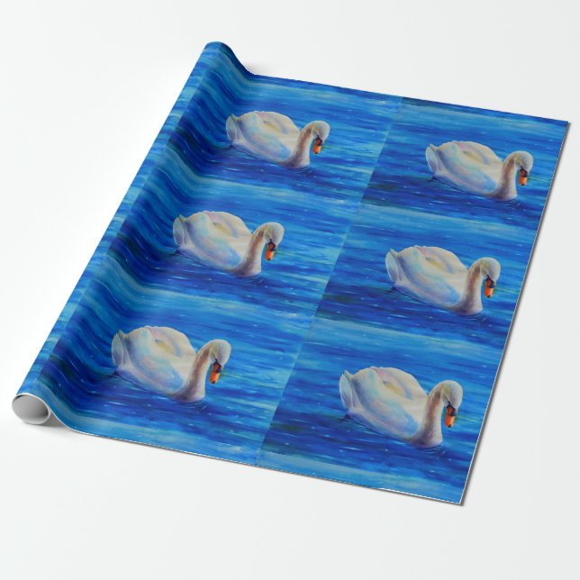 Weiße Schwan Aquarellmalerei, Wasservögel, Vögel Geschenkpapier (Ungerollt)