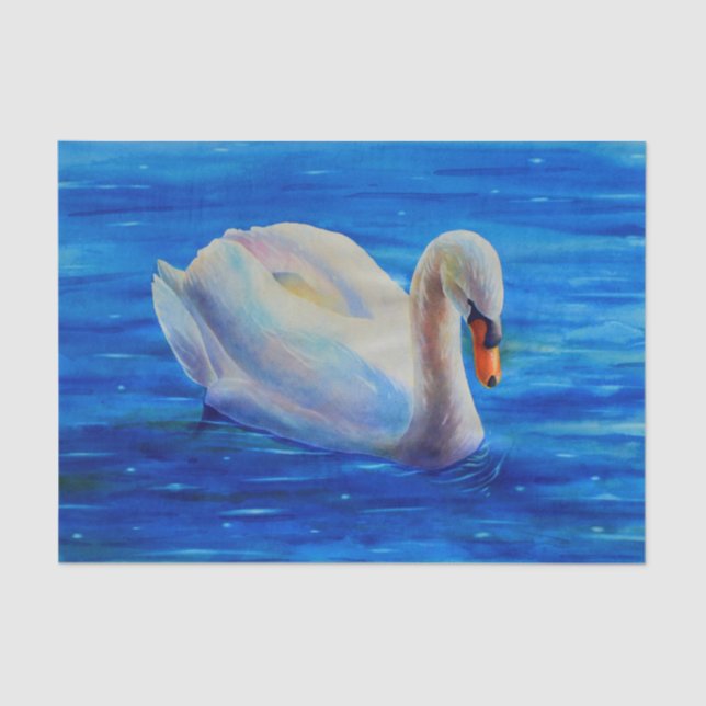 Weiße Schwan Aquarellmalerei, Wasservögel, Vögel Seidenpapier (Vorderseite)