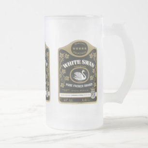 Weiße Schwan Brandy Vintage-Liquor-Etiketten-Tasse Mattglas Bierglas