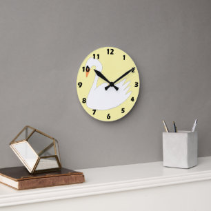 Weiße Schwan Design Runde Wanduhr