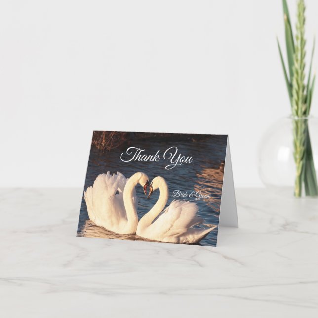 Weiße Schwäne Danke Karte (Vorderseite)