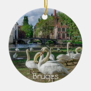 Weiße Schwäne in Brügge Keramik Ornament