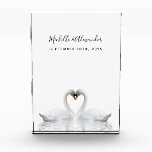 Weiße Schwäne lieben Vögel niedlich Fotoblock