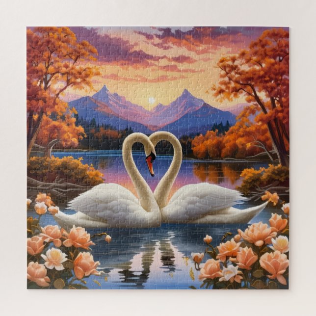 Weiße Schwäne Puzzle (Vertikal)