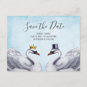 Weiße Schwäne Save the Date Ankündigungspostkarte