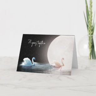 Weiße Schwäne und Mond 71. Jubiläum Karte