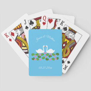 Weiße Schwäne und Wasserlilien Hochzeit nach Maß Spielkarten