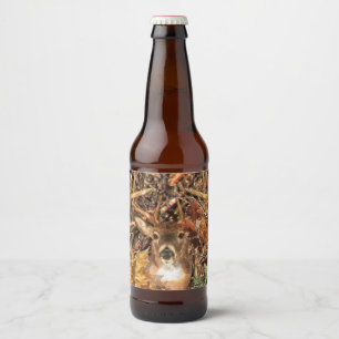 Weiße Schwanz-Rotwild-Kopf-Fall-Energie Spirited Bierflaschenetikett