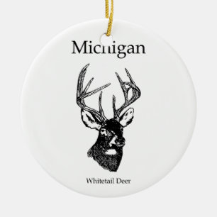 Weiße Schwanz-Rotwild Michigans Keramik Ornament