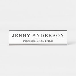 Weiße schwarze Bezeichnung und Name des Schreibtis Schreibtischnamensplakette