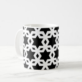 Weiße schwarze Ecken Sterngeometrisches Muster Kaffeetasse