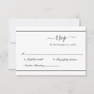 Weiße schwarze elegante formelle traditionelle Hoc RSVP Karte
