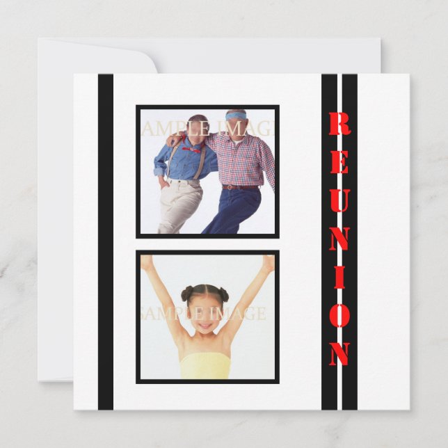 Weiße schwarze Familie des Wiedersehen Einladung (Vorderseite)