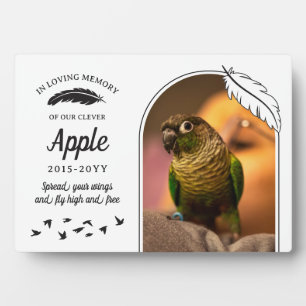 Weiße schwarze Federn in liebenden Memory Pet Bird Fotoplatte