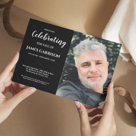 Weiße Schwarze Feier mit Foto Beerdigung Einladung