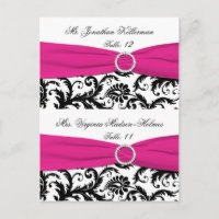 Weiße, schwarze, Fuchsia-Damaskus-Pre-Print-Karten