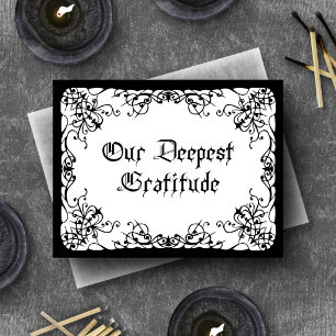 Weiße Schwarze Gothic-Hochzeit Dankeskarte