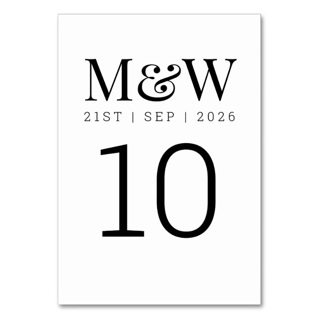 Weiße Schwarze Hochzeit Tischnummer (Rückseite)