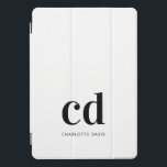 Weiße schwarze Monogramm-Initialen, elegant, moder iPad Pro Cover<br><div class="desc">Ein stilvoller weißer Hintergrund und schwarzer Text. Personalisieren und fügen Sie Ihre Monogramm-Initialen und einen Namen hinzu.  Sowohl für ihn als auch für sie. Minimalistisch und modern!</div>