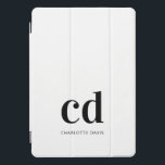 Weiße schwarze Monogramm-Initialen, elegant, moder iPad Pro Cover<br><div class="desc">Ein stilvoller weißer Hintergrund und schwarzer Text. Personalisieren und fügen Sie Ihre Monogramm-Initialen und einen Namen hinzu. Für ihn und sie. Minimalistisch und modern!</div>