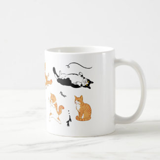 Weiße schwarze Orange spielerische Katzen Kaffeetasse