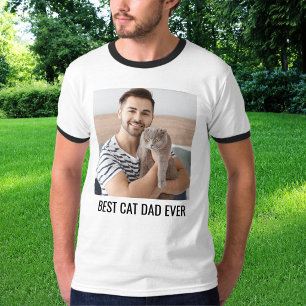 Weiße schwarze personalisierte Katzenpapa-Familien T-Shirt