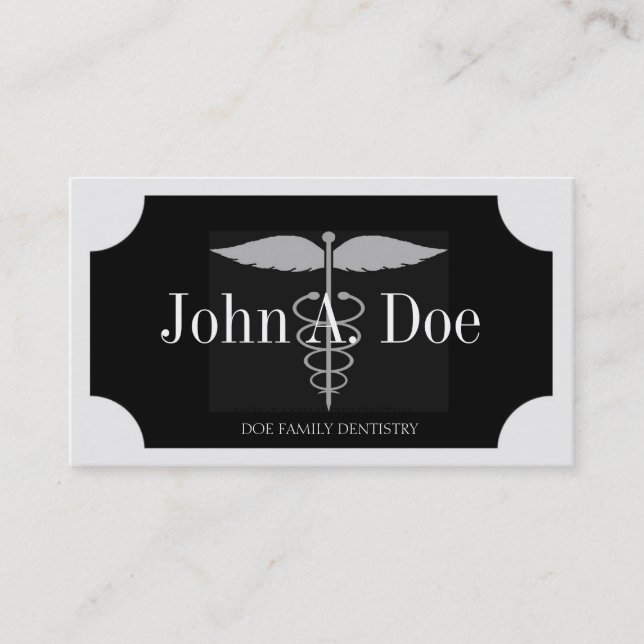 Weiße/schwarze Plaque/Silberstreifen Visitenkarte (Vorderseite)