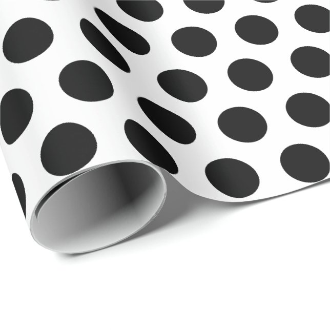Weiße schwarze Punkte Geschenkpapier (Rolleneckpunkt)