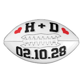 WEIßE SCHWARZE & ROTE HERZEN Hochzeitsinitialen un Football