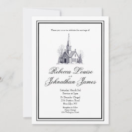 Weiße schwarze Schrift Kirchenkapelle Elegante Hoc Einladung
