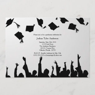 Weiße schwarze Silhouette-Abschluss-Party Einladung