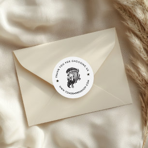 Weiße schwarze Typografie mit benutzerdefiniertem  Runder Aufkleber