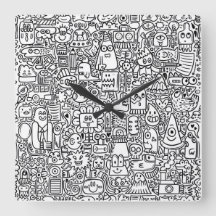 "Weiße schwarze und weiße Doodle-Uhr