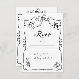 Weiße, schwarze und weiße Hochzeit RSVP Karte